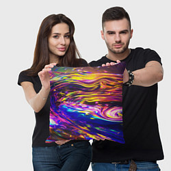 Подушка квадратная Неоновые полосы текстура, цвет: 3D-принт — фото 2