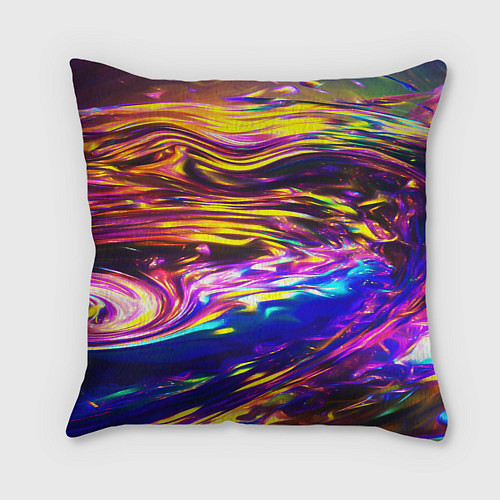 Подушка квадратная Неоновые полосы текстура / 3D-принт – фото 2