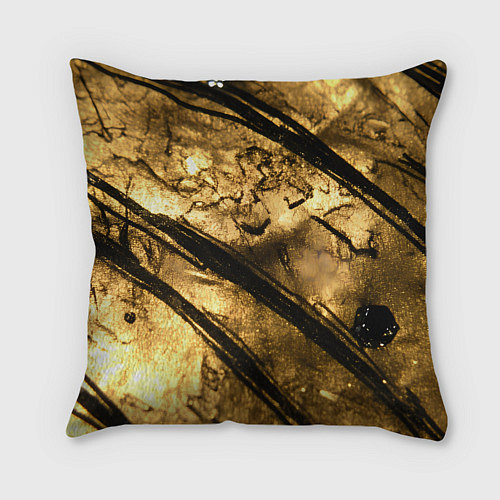 Подушка квадратная Золото с черной текстурой / 3D-принт – фото 2
