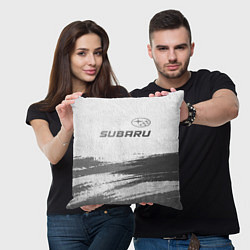 Подушка квадратная Subaru - white gradient посередине, цвет: 3D-принт — фото 2