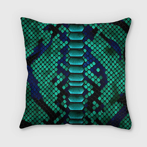 Подушка квадратная Кожа зеленой змеи / 3D-принт – фото 2