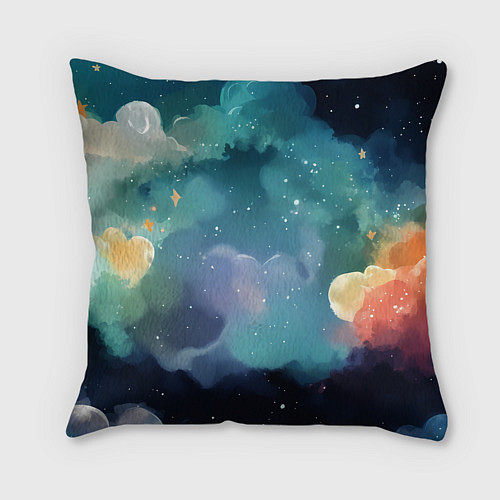 Подушка квадратная Лисенок на облаках / 3D-принт – фото 2