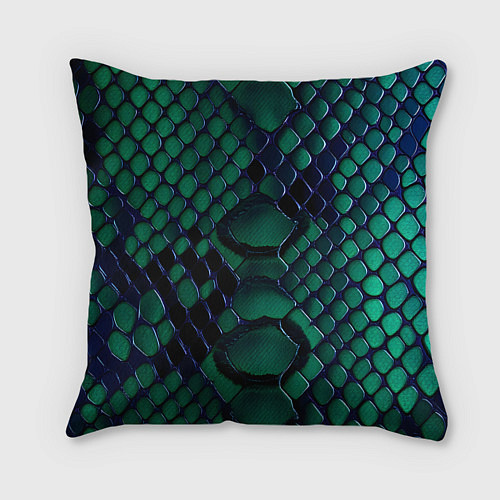 Подушка квадратная Бирюзовая змеиная кожа / 3D-принт – фото 2