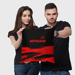Подушка квадратная Hitman - red gradient посередине, цвет: 3D-принт — фото 2