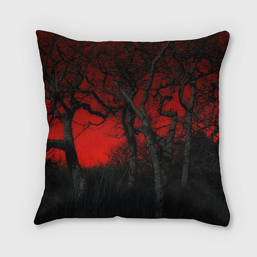 Подушка квадратная Сектор газа красный лес / 3D-принт – фото 2