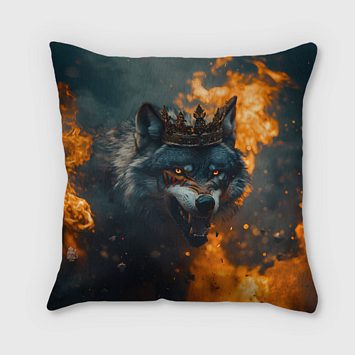 Подушка квадратная Злой волк в огне / 3D-принт – фото 2