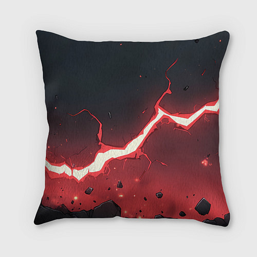 Подушка квадратная Красная молния на черной текстуре / 3D-принт – фото 2