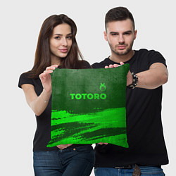 Подушка квадратная Totoro - green gradient посередине, цвет: 3D-принт — фото 2