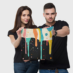 Подушка квадратная Разноцветные капли текстура, цвет: 3D-принт — фото 2