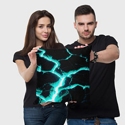 Подушка квадратная Color light blue black, цвет: 3D-принт — фото 2