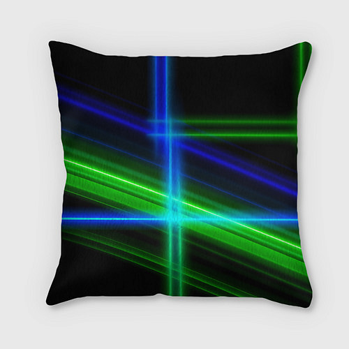 Подушка квадратная Color blue black green / 3D-принт – фото 2