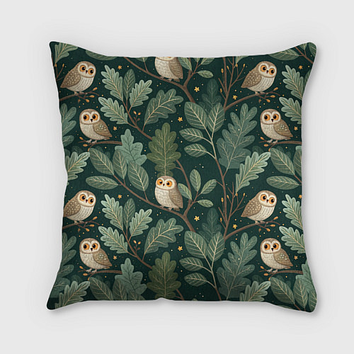 Подушка квадратная Совы в лесу / 3D-принт – фото 2
