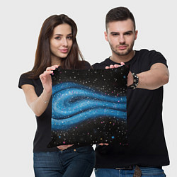 Подушка квадратная Синяя абстрактная текстура на черном, цвет: 3D-принт — фото 2