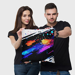 Подушка квадратная Разноцветные блестящие кляксы - текстура, цвет: 3D-принт — фото 2