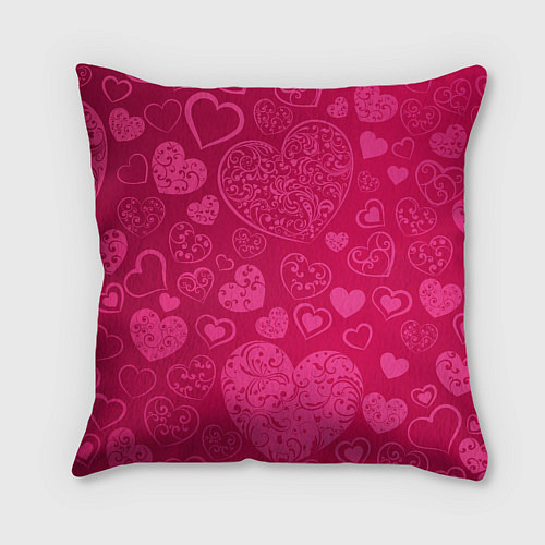 Подушка квадратная Inzoi лого на розовых сердечках / 3D-принт – фото 2