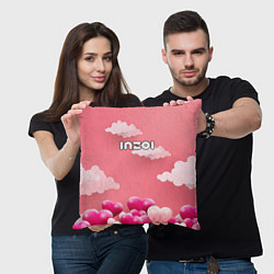 Подушка квадратная Inzoi сердечки и облака, цвет: 3D-принт — фото 2
