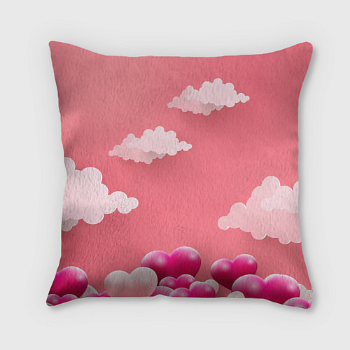 Подушка квадратная Inzoi сердечки и облака / 3D-принт – фото 2