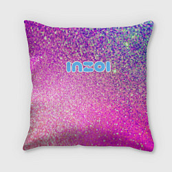Подушка квадратная Inzoi лого и розовые блестки, цвет: 3D-принт