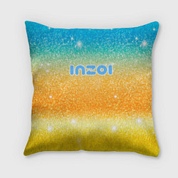 Подушка квадратная Inzoi лого и блестки, цвет: 3D-принт
