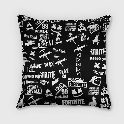 Подушка квадратная Черно белые логотипы игр / 3D-принт – фото 2