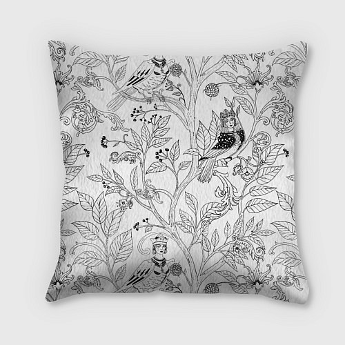 Подушка квадратная Птицы Сирин / 3D-принт – фото 2