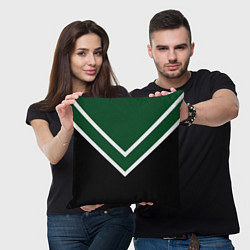 Подушка квадратная Зелёный с чёрным и белые полосы, цвет: 3D-принт — фото 2