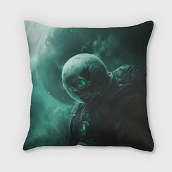 Подушка квадратная Космонавт скелет с зеленым светом, цвет: 3D-принт