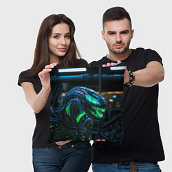 Подушка квадратная Чужой с зеленым неоном, цвет: 3D-принт — фото 2
