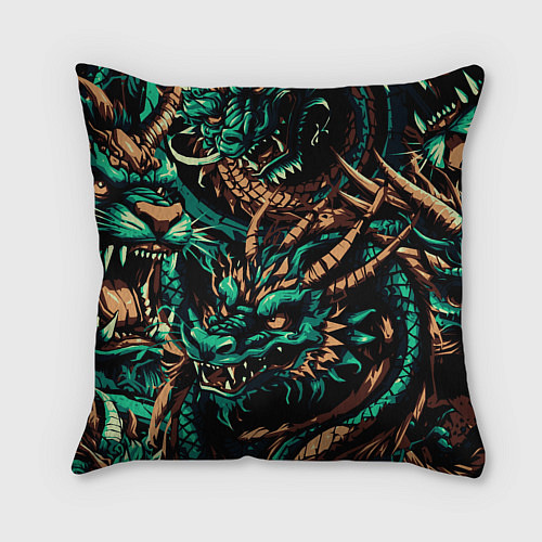 Подушка квадратная Японские драконы ирезуми / 3D-принт – фото 2