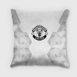 Подушка квадратная Manchester United white poly, цвет: 3D-принт