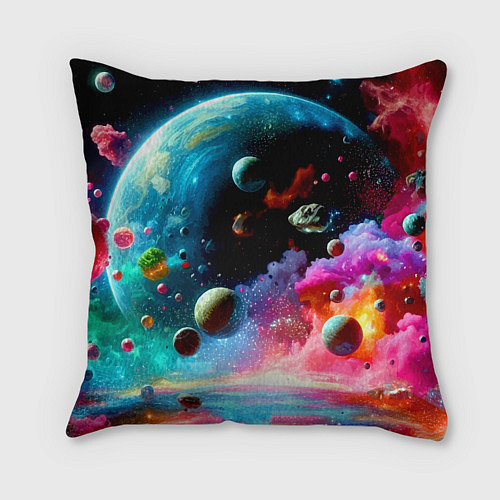 Подушка квадратная Том и Джерри летят в ракете - нейроарт / 3D-принт – фото 2