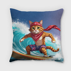 Подушка квадратная Кот на волне, цвет: 3D-принт