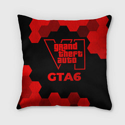 Подушка квадратная GTA6 - red gradient, цвет: 3D-принт