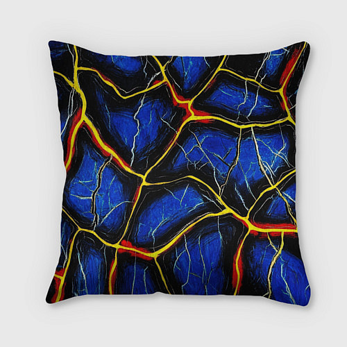 Подушка квадратная Золотой герб РФ и желтые полосы / 3D-принт – фото 2