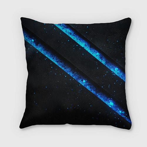 Подушка квадратная Синий неоновый герб России / 3D-принт – фото 2