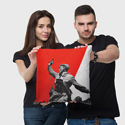 Подушка квадратная Победа 9 мая командир, цвет: 3D-принт — фото 2
