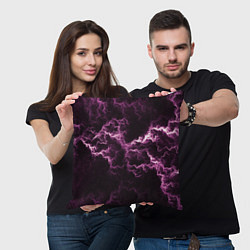 Подушка квадратная Lightning pink glow, цвет: 3D-принт — фото 2