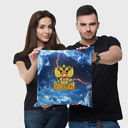 Подушка квадратная Герб России и ледяной фон, цвет: 3D-принт — фото 2