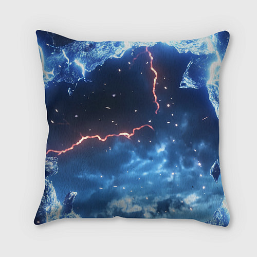 Подушка квадратная Герб России и ледяной фон / 3D-принт – фото 2