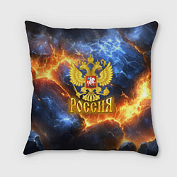 Подушка квадратная Россия герб и огонь, цвет: 3D-принт