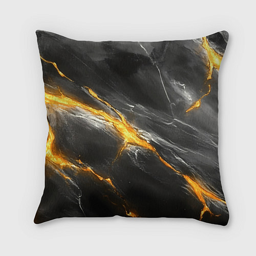 Подушка квадратная Россия черно-желтый фон / 3D-принт – фото 2