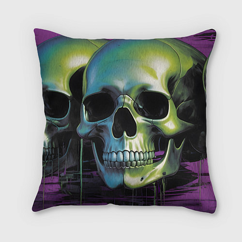 Подушка квадратная Черепа отливающие неоном / 3D-принт – фото 2