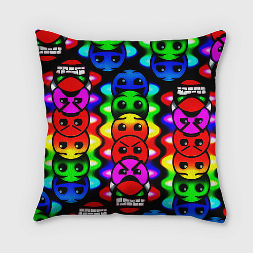 Подушка квадратная Geometry dash neon gradient / 3D-принт – фото 2
