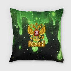 Подушка квадратная Герб России - неоновый фон, цвет: 3D-принт