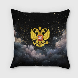 Подушка квадратная Герб России на черном небе, цвет: 3D-принт