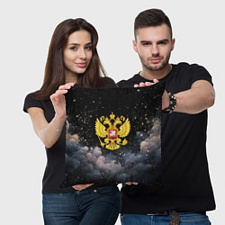 Подушка квадратная Герб России на черном небе, цвет: 3D-принт — фото 2