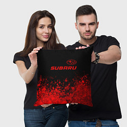 Подушка квадратная Subaru - red gradient посередине, цвет: 3D-принт — фото 2