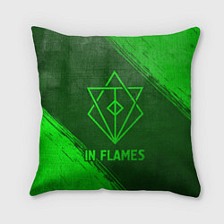 Подушка квадратная In Flames - green gradient, цвет: 3D-принт
