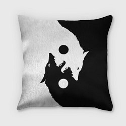 Подушка квадратная Black and white wolfs, цвет: 3D-принт