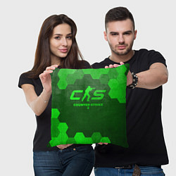 Подушка квадратная Counter-Strike 2 - green gradient, цвет: 3D-принт — фото 2